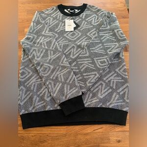 NWT DKNY Men's V-Neck Sweater in Black and Gray
